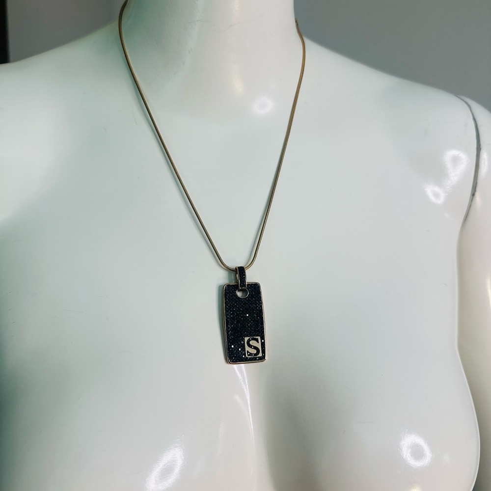 G.I.L.I. Black Spinel Rose Gold Initial “S” Necklace